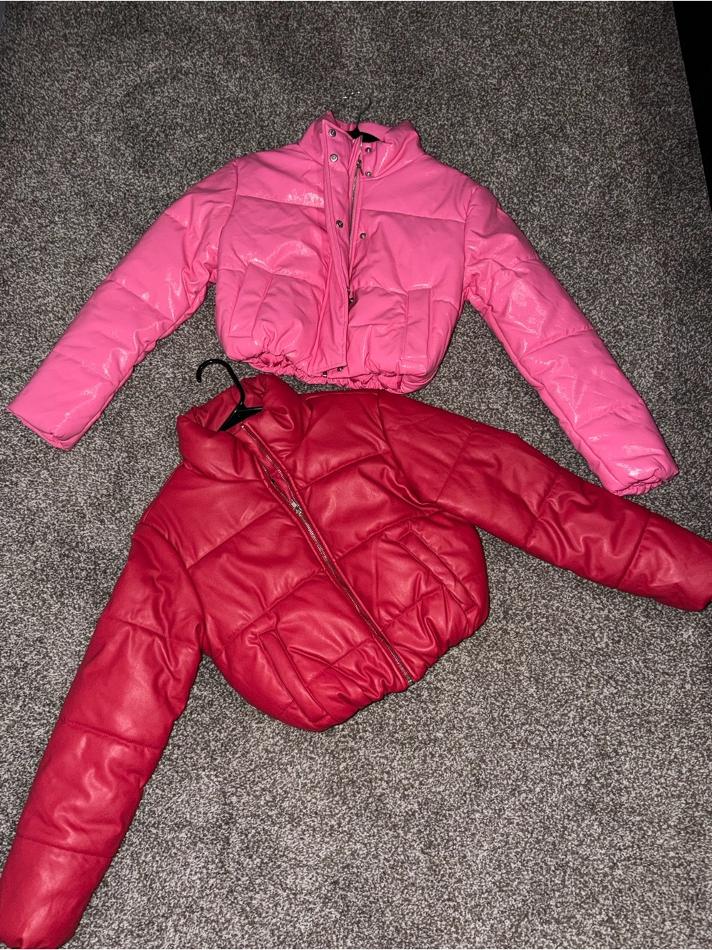 Two for 1 Kids Cropped Puffer Jacket - Pink and Red